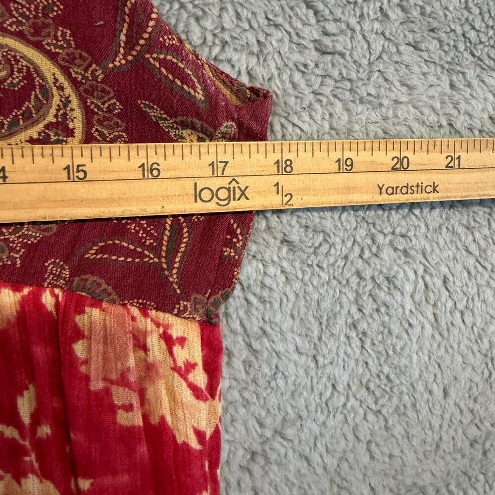 DENIM & SUPPLY Ralph Lauren Dress S Red Paisley Maxi Boho Tiered Cottage Floral - Picture 11 of 12